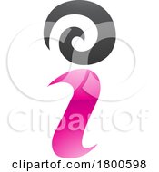 Poster, Art Print Of Magenta And Black Glossy Swirly Letter I Icon