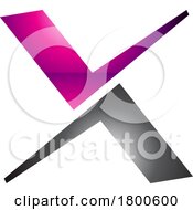 Poster, Art Print Of Magenta And Black Glossy Tick Shaped Letter X Icon