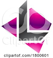 Poster, Art Print Of Magenta And Black Glossy Trapezium Shaped Letter L Icon
