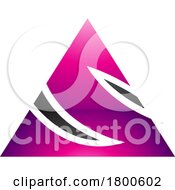 Magenta And Black Glossy Triangle Shaped Letter S Icon