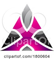 Magenta And Black Glossy Triangle Shaped Letter X Icon