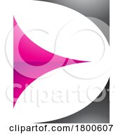 Poster, Art Print Of Magenta And Black Glossy Uppercase Letter E Icon With Curvy Triangles