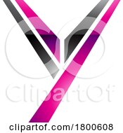 Magenta And Black Glossy Uppercase Letter Y Icon