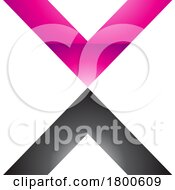 Poster, Art Print Of Magenta And Black Glossy V Shaped Letter X Icon