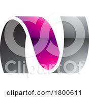 Magenta And Black Glossy Wavy Shaped Letter N Icon