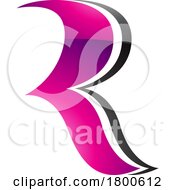 Poster, Art Print Of Magenta And Black Glossy Wavy Shaped Letter R Icon