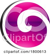 Magenta And Black Glossy Whirl Shaped Letter O Icon