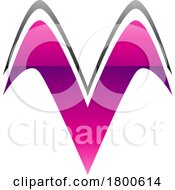 Poster, Art Print Of Magenta And Black Glossy Wing Shaped Letter V Icon