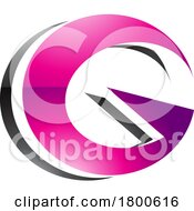 Poster, Art Print Of Magenta And Black Round Layered Glossy Letter G Icon