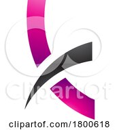 Poster, Art Print Of Magenta And Black Spiky Glossy Lowercase Letter K Icon