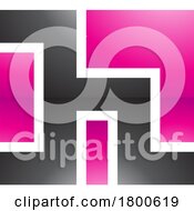 Poster, Art Print Of Magenta And Black Square Shaped Glossy Letter H Icon