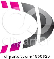 Magenta And Black Striped Glossy Letter D Icon