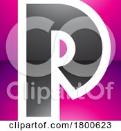 Magenta And Black Glossy Square Letter P Icon