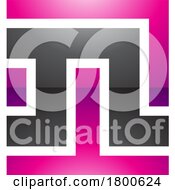 Magenta And Black Glossy Square Shaped Letter N Icon
