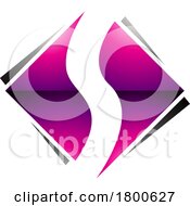 Poster, Art Print Of Magenta And Black Glossy Square Diamond Shaped Letter S Icon