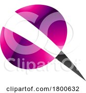 Magenta And Black Glossy Screw Shaped Letter Q Icon