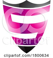 Poster, Art Print Of Magenta And Black Glossy Shield Shaped Letter S Icon
