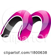 Poster, Art Print Of Magenta And Black Glossy Spring Shaped Letter M Icon