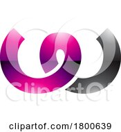 Magenta And Black Glossy Spring Shaped Letter W Icon