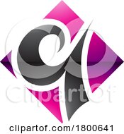 Poster, Art Print Of Magenta And Black Glossy Diamond Shaped Letter Q Icon
