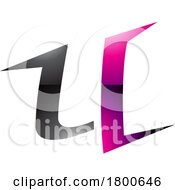 Magenta And Black Glossy Spiky Shaped Letter U Icon