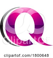 Poster, Art Print Of Magenta And Black Glossy Spiky Round Shaped Letter Q Icon