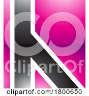 Poster, Art Print Of Magenta And Black Glossy Letter H Icon With Straight Lines