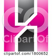 Magenta And Black Glossy Letter H Icon With Vertical Rectangles