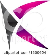 Poster, Art Print Of Magenta And Black Glossy Spiky Letter K Icon