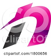 Poster, Art Print Of Magenta And Black Glossy Spiky Italic Letter N Icon