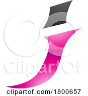 Poster, Art Print Of Magenta And Black Glossy Spiky Italic Letter J Icon