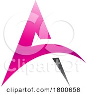 Poster, Art Print Of Magenta And Black Glossy Spiky Arch Shaped Letter A Icon