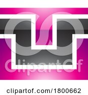 Poster, Art Print Of Magenta And Black Glossy Rectangle Shaped Letter U Icon