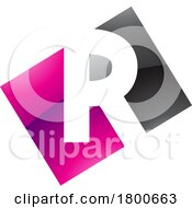 Poster, Art Print Of Magenta And Black Glossy Rectangle Shaped Letter R Icon