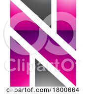 Poster, Art Print Of Magenta And Black Glossy Rectangle Shaped Letter N Icon