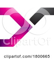 Magenta And Black Glossy Rail Switch Shaped Letter Y Icon
