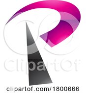 Poster, Art Print Of Magenta And Black Glossy Radio Tower Shaped Letter P Icon