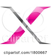 Poster, Art Print Of Magenta And Black Glossy Pointy Tipped Letter X Icon