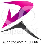 Poster, Art Print Of Magenta And Black Glossy Pointy Tipped Letter R Icon