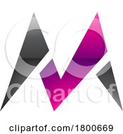Poster, Art Print Of Magenta And Black Glossy Pointy Tipped Letter M Icon