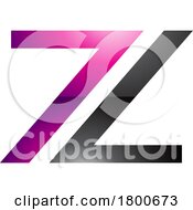 Magenta And Black Glossy Number 7 Shaped Letter Z Icon