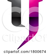 Poster, Art Print Of Magenta And Black Glossy Lowercase Letter Y Icon