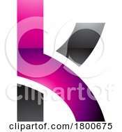 Poster, Art Print Of Magenta And Black Glossy Lowercase Letter K Icon With Overlapping Paths