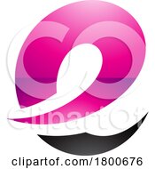 Poster, Art Print Of Magenta And Black Glossy Lowercase Letter E Icon With Soft Spiky Curves