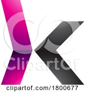 Poster, Art Print Of Magenta And Black Glossy Lowercase Arrow Shaped Letter K Icon