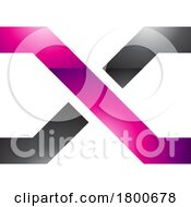 Poster, Art Print Of Magenta And Black Glossy Letter X Icon With Crossing Lines