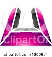Poster, Art Print Of Magenta And Black Glossy Letter U Icon In Perspective