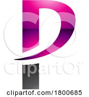 Poster, Art Print Of Magenta And Black Glossy Letter P Icon With A Pointy Tip