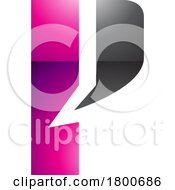 Poster, Art Print Of Magenta And Black Glossy Letter P Icon With A Bold Rectangle