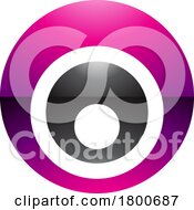 Poster, Art Print Of Magenta And Black Glossy Letter O Icon With Nested Circles